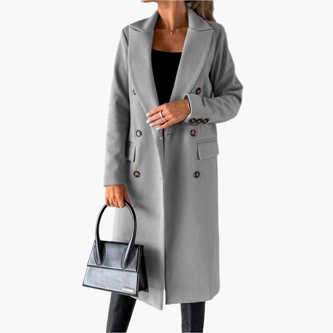 Women's long double-breasted coat