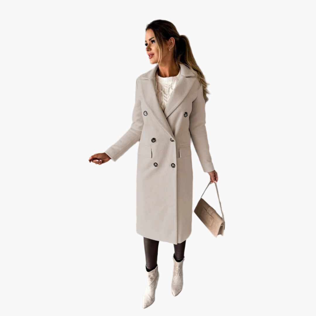 Women's long double-breasted coat
