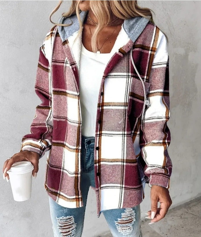 Gilet À Capuche Femme À Carreaux | Style Décontracté Et Confortable