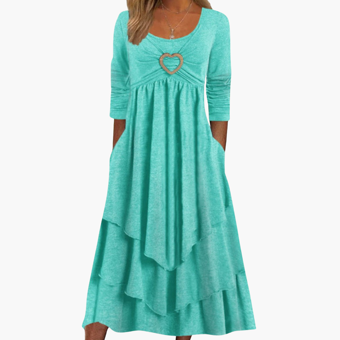 Abito donna con scollo ampio e maniche lunghe