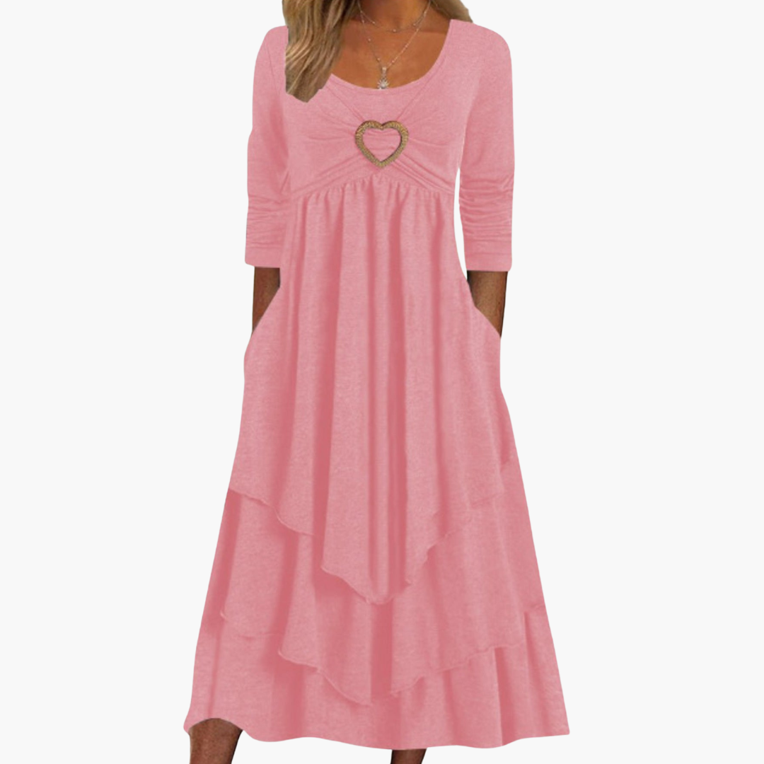 Abito donna con scollo ampio e maniche lunghe