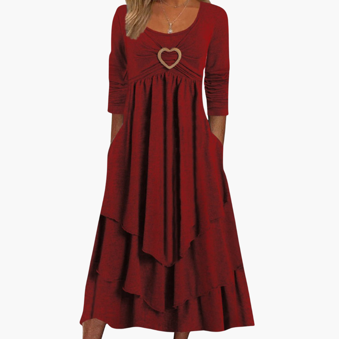 Abito donna con scollo ampio e maniche lunghe