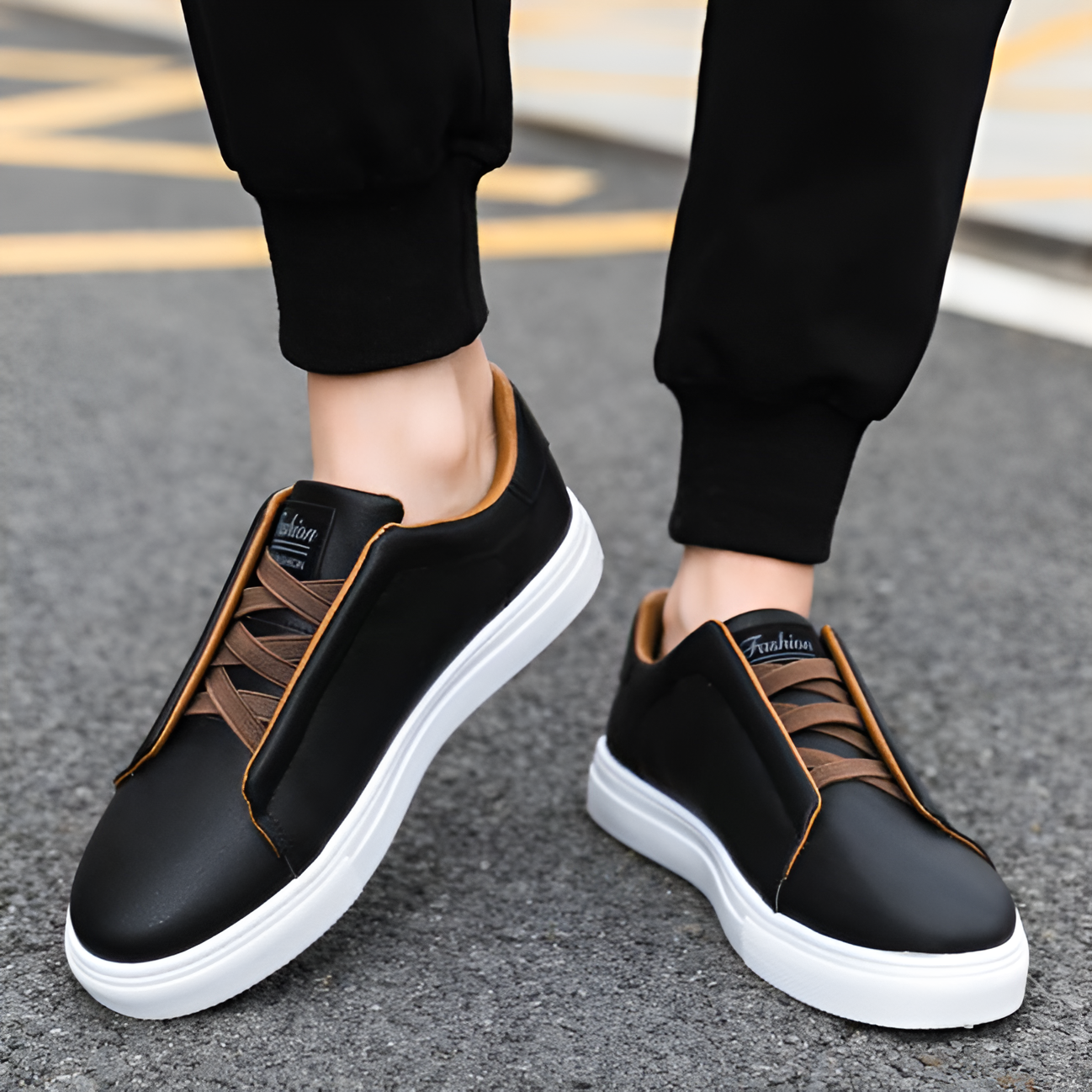 Baskets basses homme | À lacets, semelle à relief antidérapant | Style classique pour le quotidien