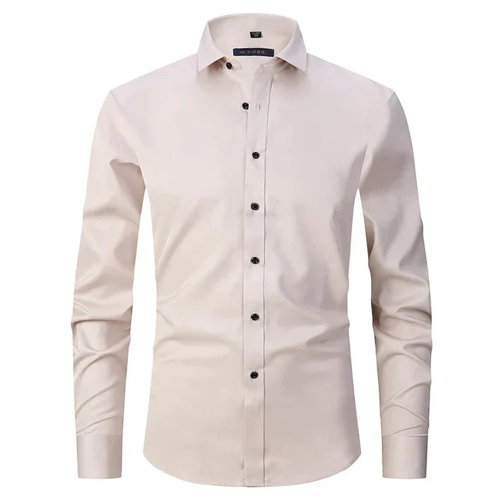 Chemise homme manches longues | Coupe ajustée, extensible et respirante | Col classique, boutonnage intégral