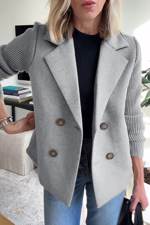 Blazer Femme À Manches En Maille Double Boutonnage