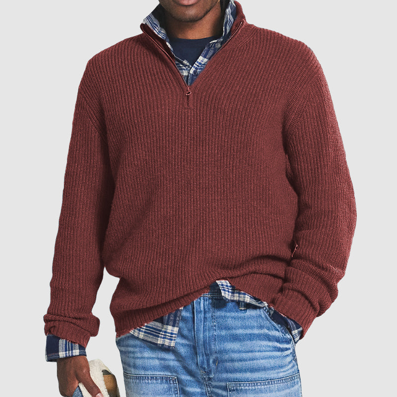 Pull Demi-Zip Homme | Style Business-Casual | Col Montant | Confort Quotidien