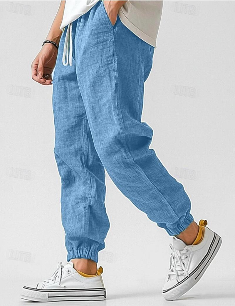 Pantalon homme coupe droite | Taille élastique avec cordon et poches latérales | Léger, coloris variés, tailles S à 3XL