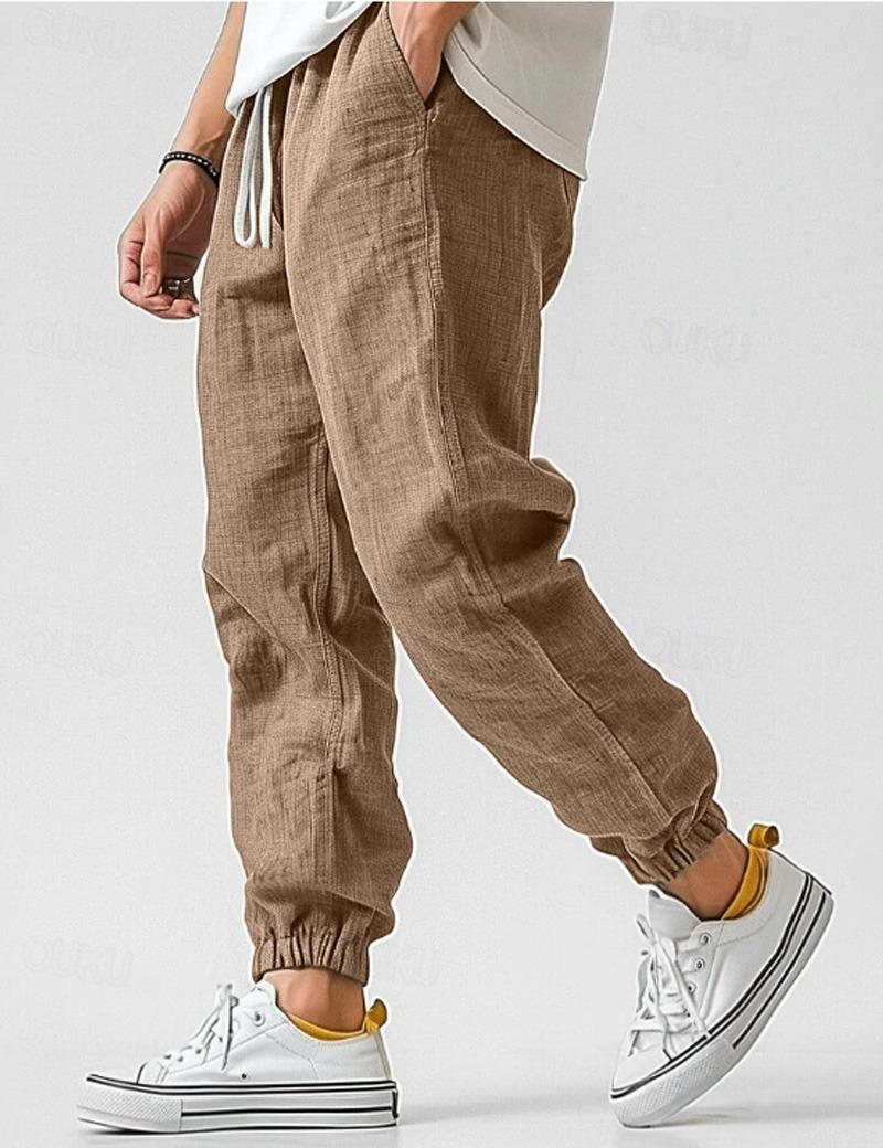 Pantalon homme coupe droite | Taille élastique avec cordon et poches latérales | Léger, coloris variés, tailles S à 3XL