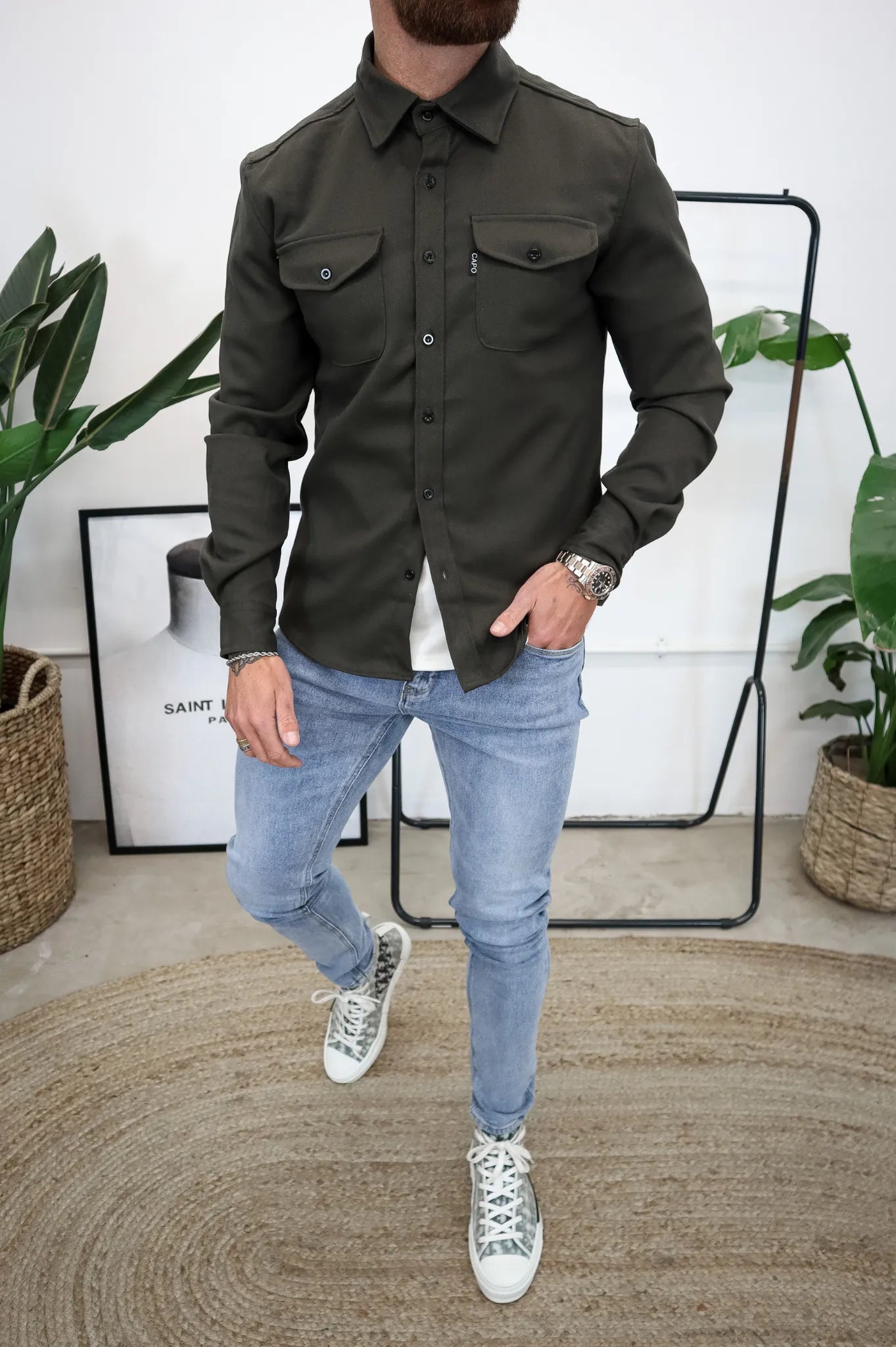 Veste chemise homme à coupe droite – disponible en plusieurs coloris
