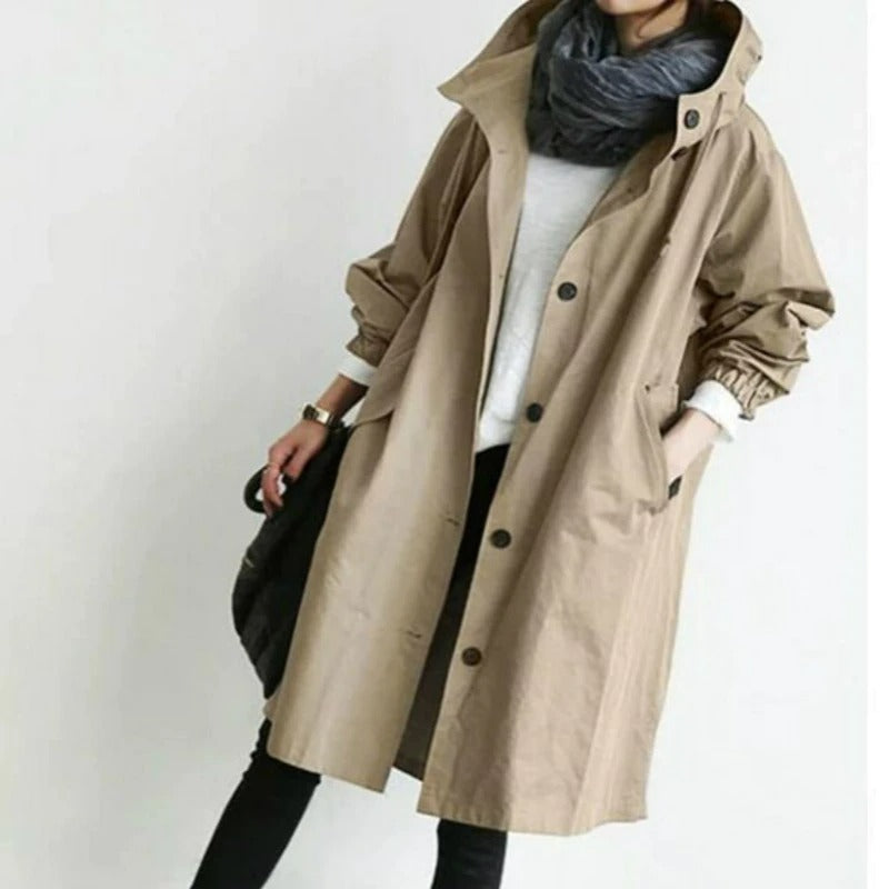 Trench femme | Manteau long déperlant et coupe-vent | Coupe moderne fluide, style chic polyvalent