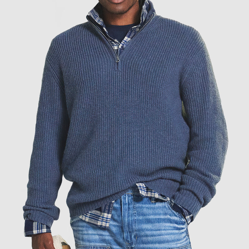 Pull Demi-Zip Homme | Style Business-Casual | Col Montant | Confort Quotidien