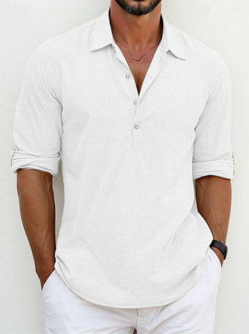 Chemise été homme manches longues décontractée
