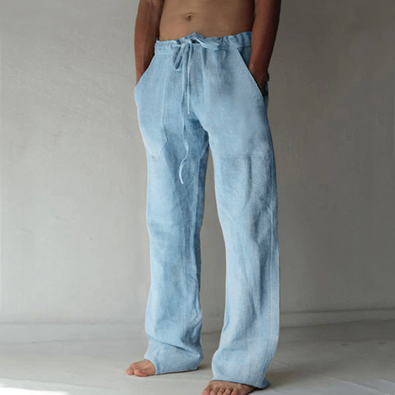 Pantalon léger homme | Taille élastique avec cordon, à enfiler | Poches latérales, coupe décontractée