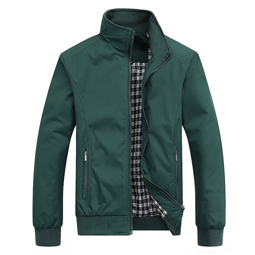 Veste homme mi-saison | Coupe droite, déperlante et coupe-vent | Col montant, coloris bleu/vert/noir, tailles S à 2XL