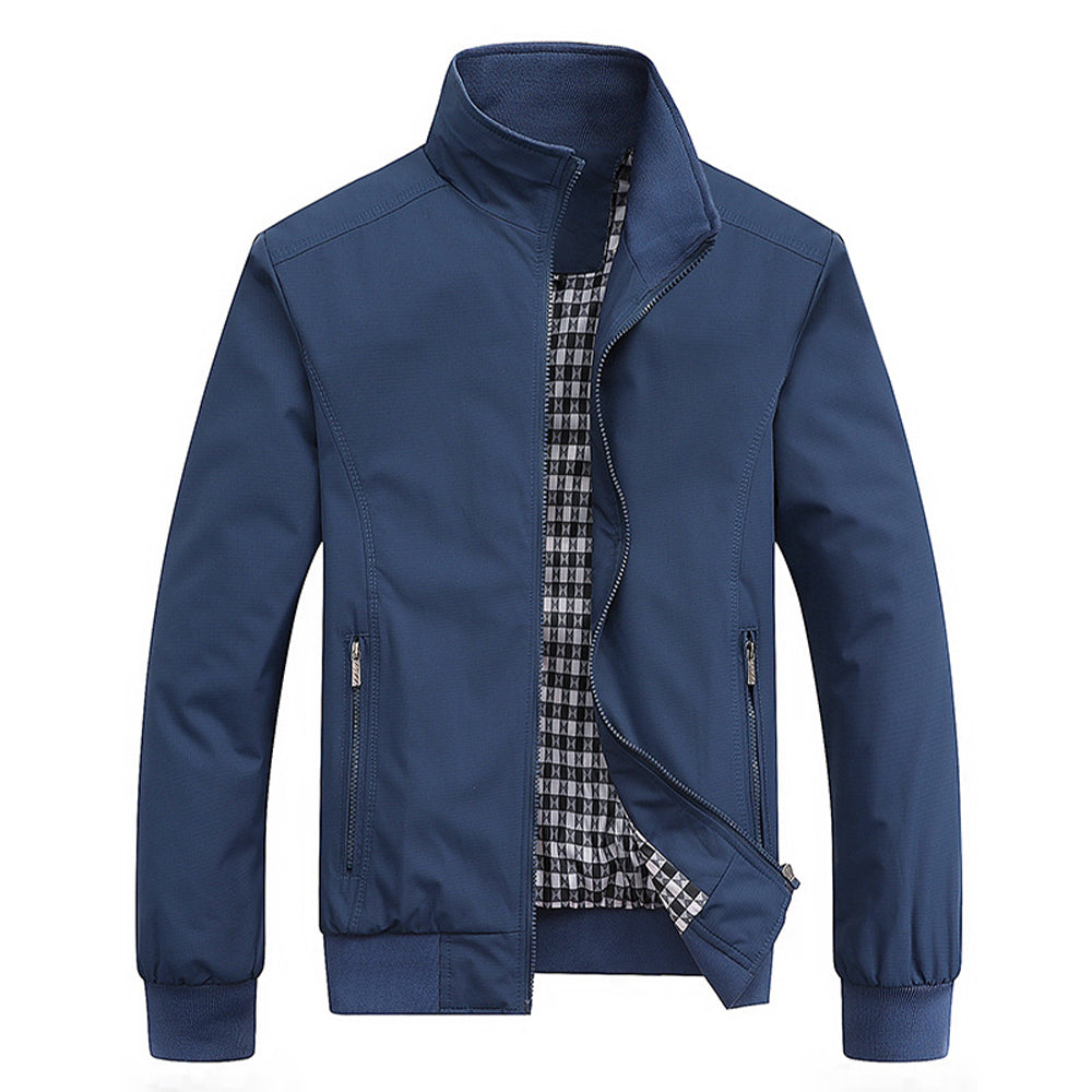 Veste homme mi-saison | Coupe droite, déperlante et coupe-vent | Col montant, coloris bleu/vert/noir, tailles S à 2XL