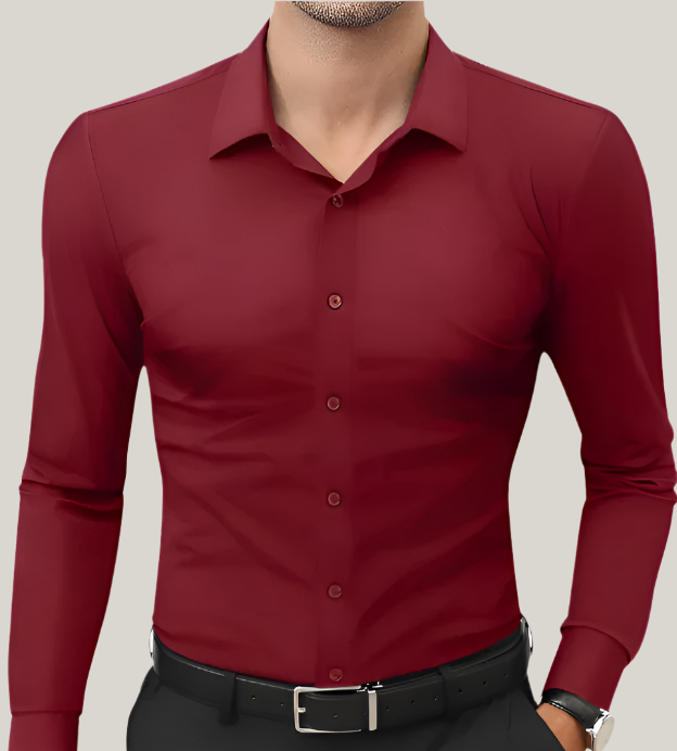 Chemise homme slim fit manches longues, tissu extensible respirant