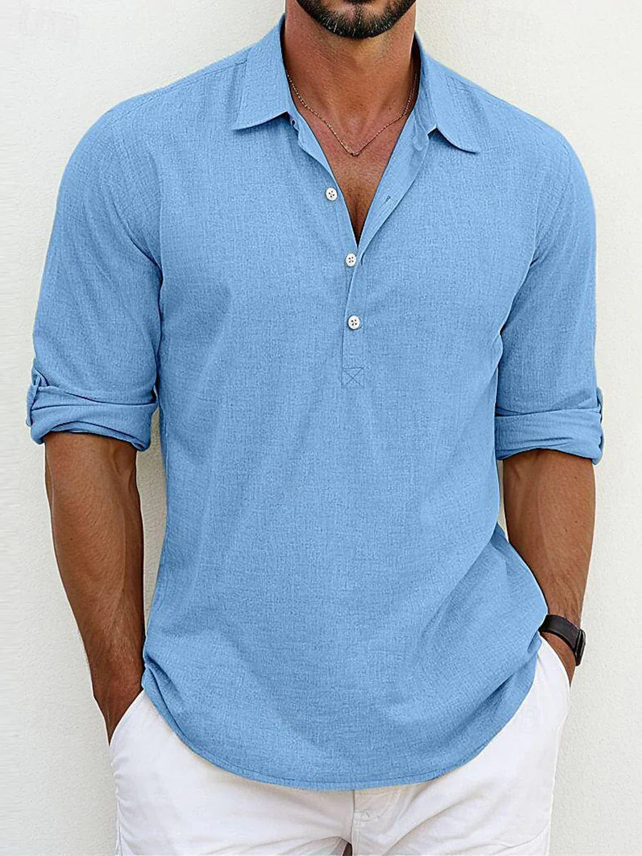 Chemise été homme manches longues décontractée