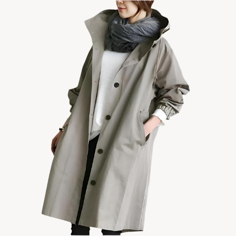 Trench femme | Manteau long déperlant et coupe-vent | Coupe moderne fluide, style chic polyvalent