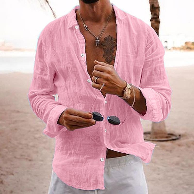 Chemise homme unie | col revers  manches longues