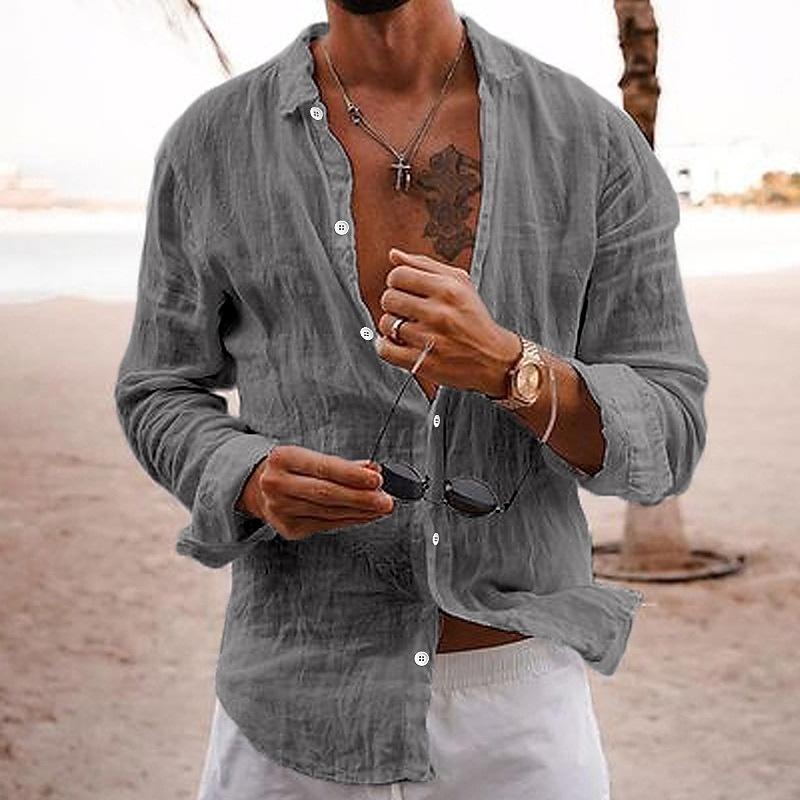 Chemise homme unie | col revers  manches longues