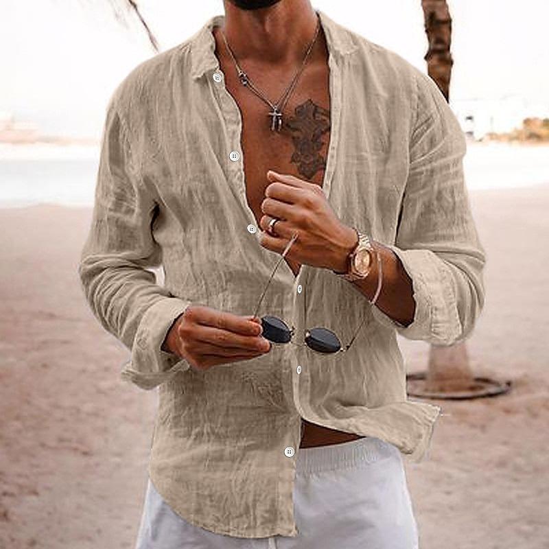Chemise homme unie | col revers  manches longues