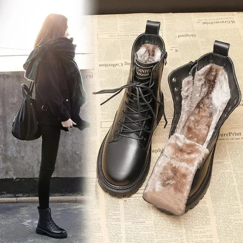 Bottes femme aspect cuir | Doublure chaude, coupe élégante | Polyvalentes automne et hiver