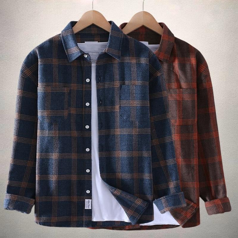 Chemise homme manches longues | Col classique, coupe droite | Boutonnage intégral, ourlet arrondi