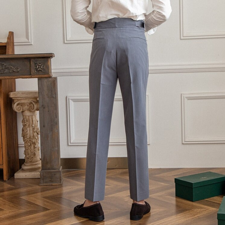 Pantalon homme taille haute | coupe soignée avec fermeture à boucle réglable